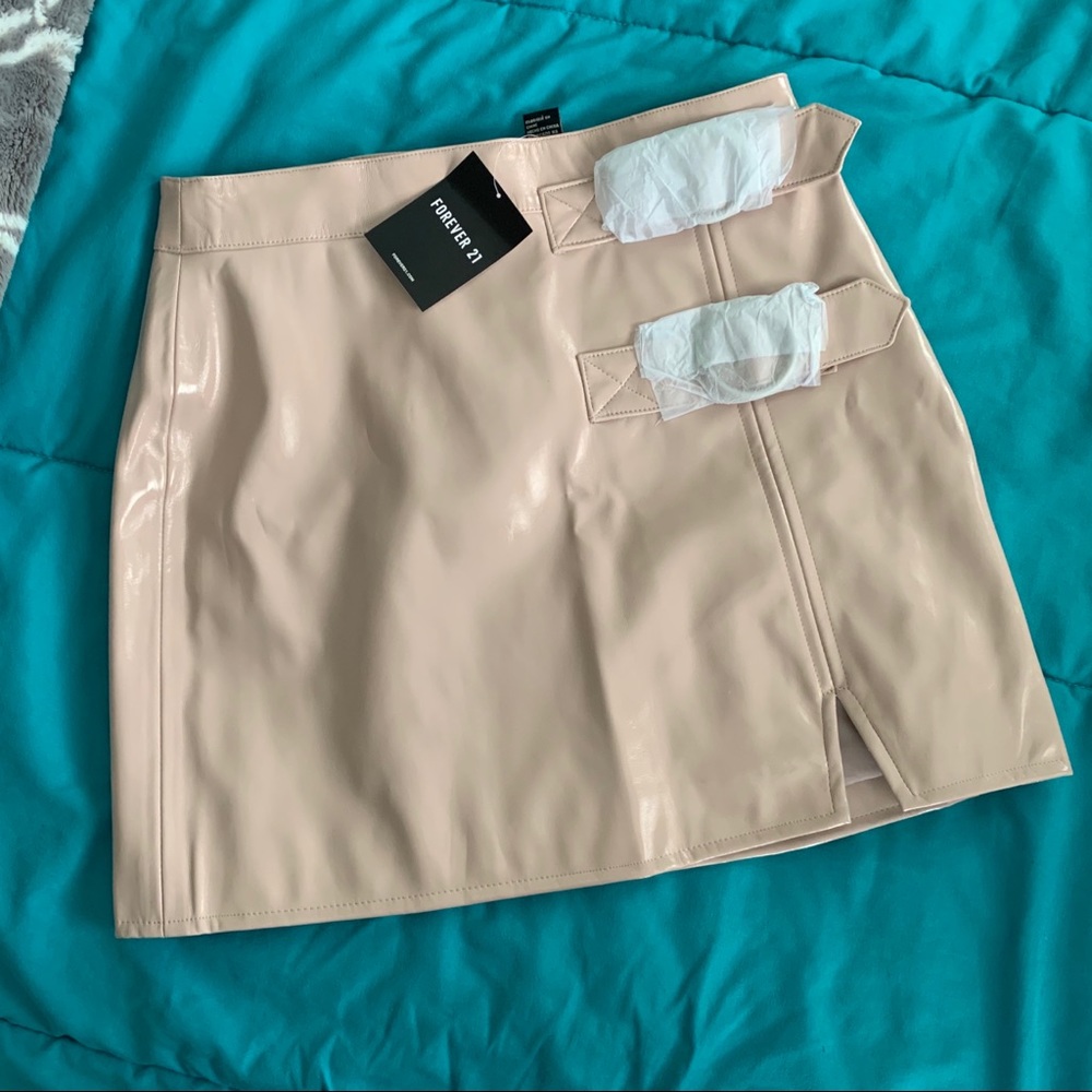 Faux Leather Mini Skirt Pink NWT